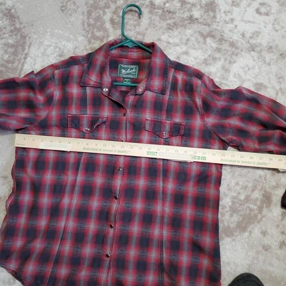 Woolrich Aztec Vintage Pearl Snap Button Shirt Women's Sz XL Red Plaid - Picture 6 of 8